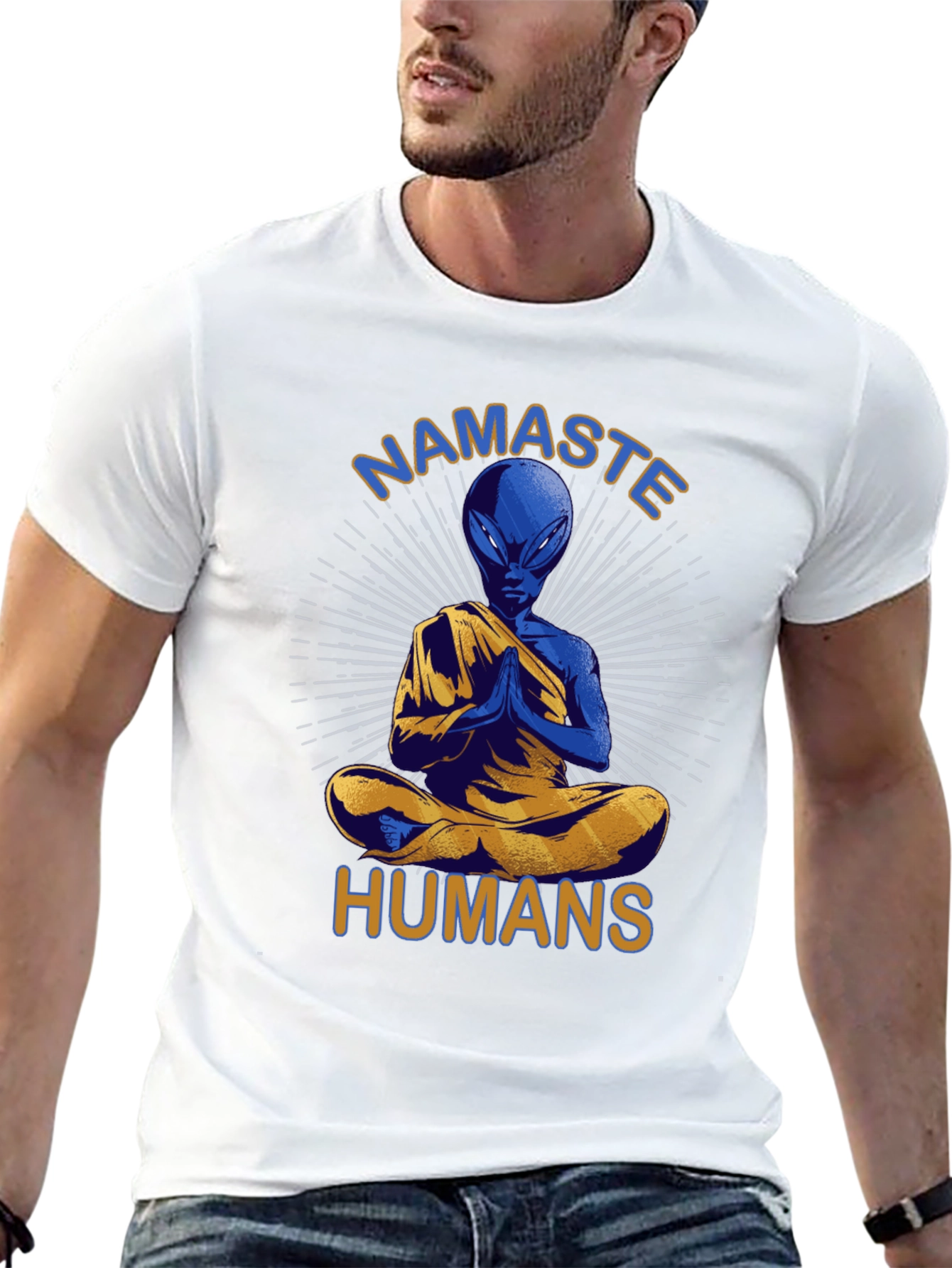 Namaste Alien T-Shirt - Meditating Extraterrestrial Tee
