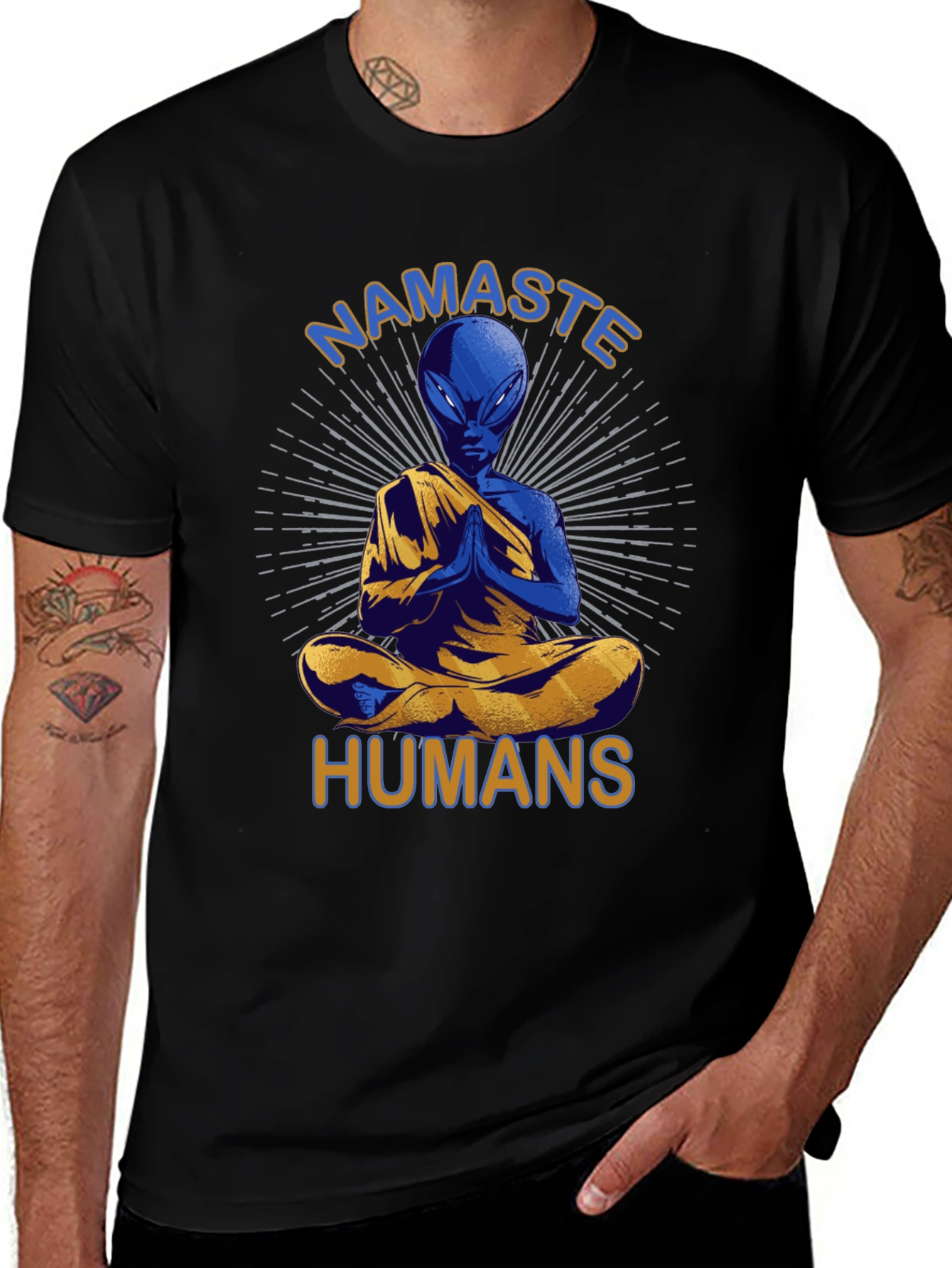 Namaste Alien T-Shirt - Meditating Extraterrestrial Tee