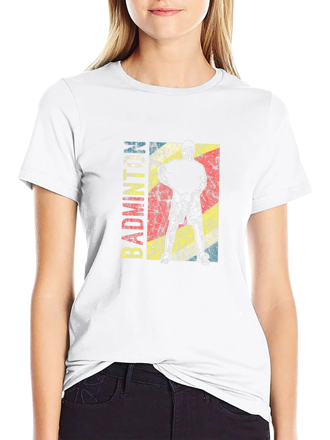 Badminton Player Graphic Tee - Retro Style