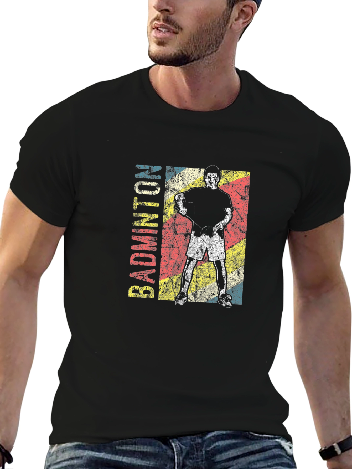 Badminton Player Graphic Tee - Retro Style