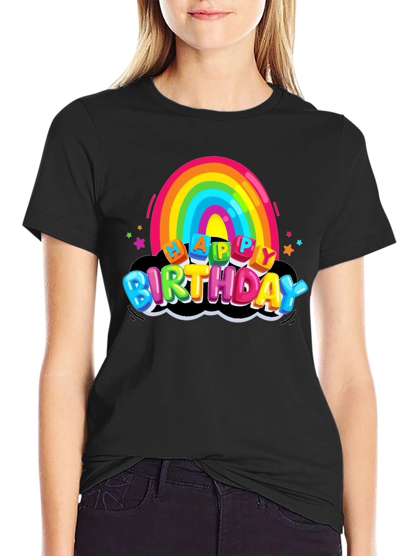 Rainbow Happy Birthday Graphic T-Shirt