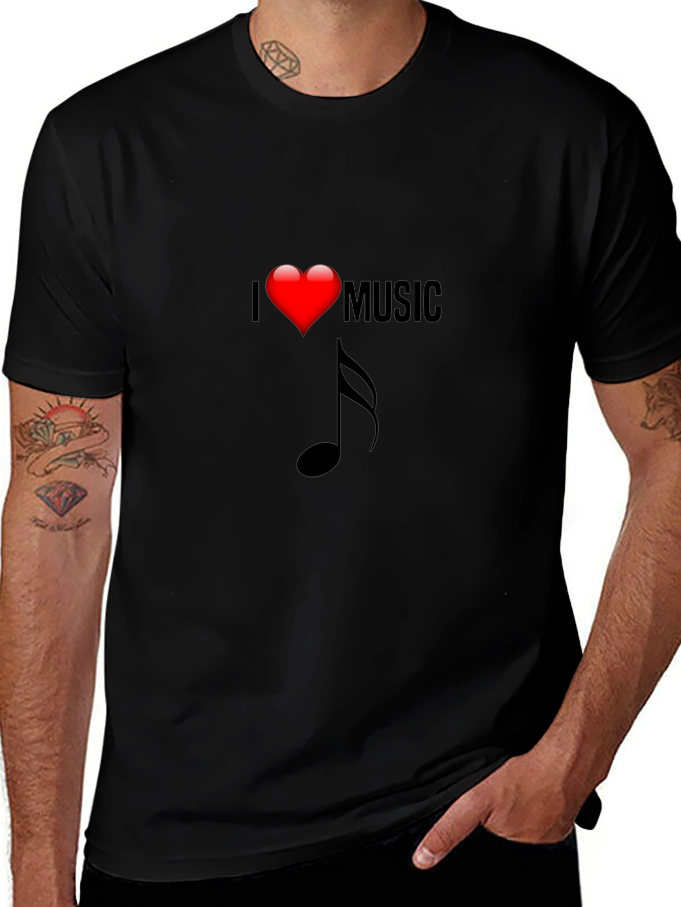 I Heart Music Black Graphic Tee