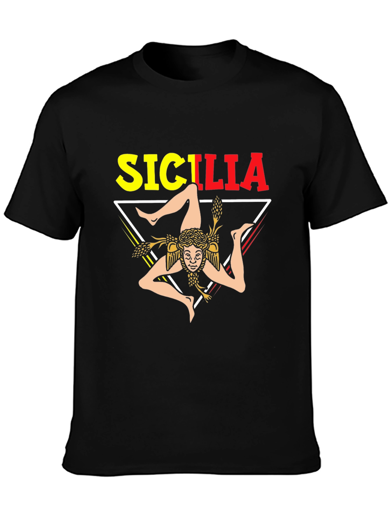 Sicilia Symbol T-Shirt - Black Cotton Blend