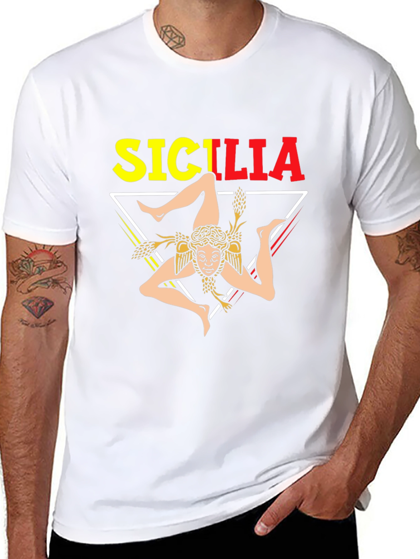 Sicilia Symbol T-Shirt - Black Cotton Blend