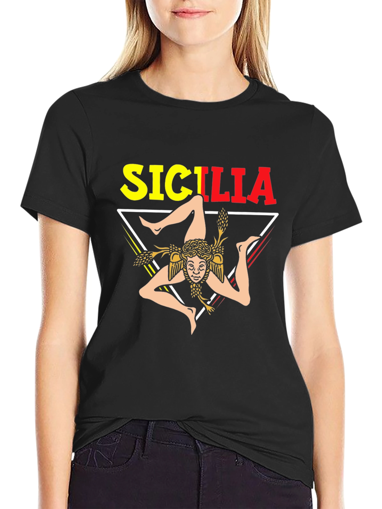 Sicilia Symbol T-Shirt - Black Cotton Blend