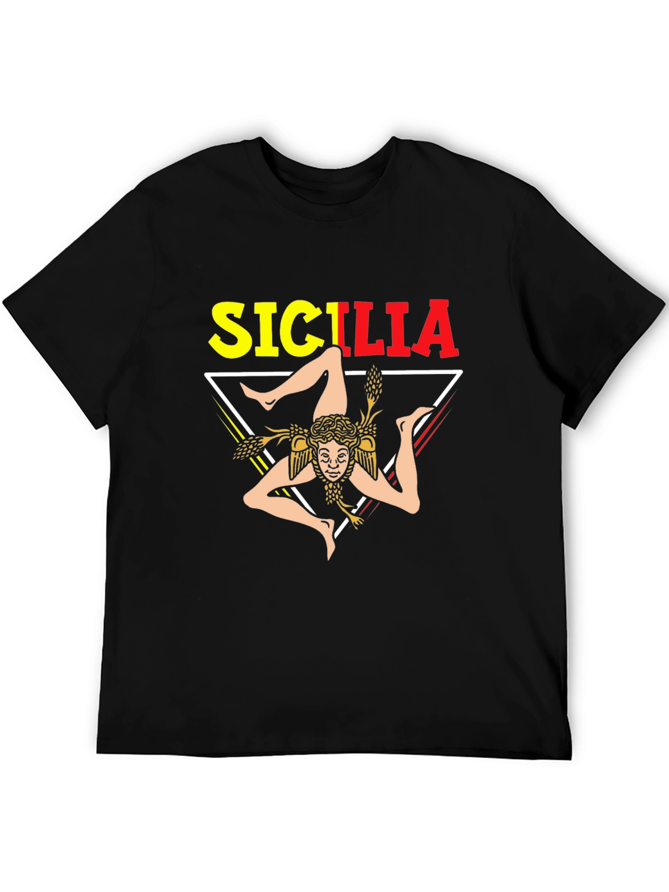 Sicilia Symbol T-Shirt - Black Cotton Blend