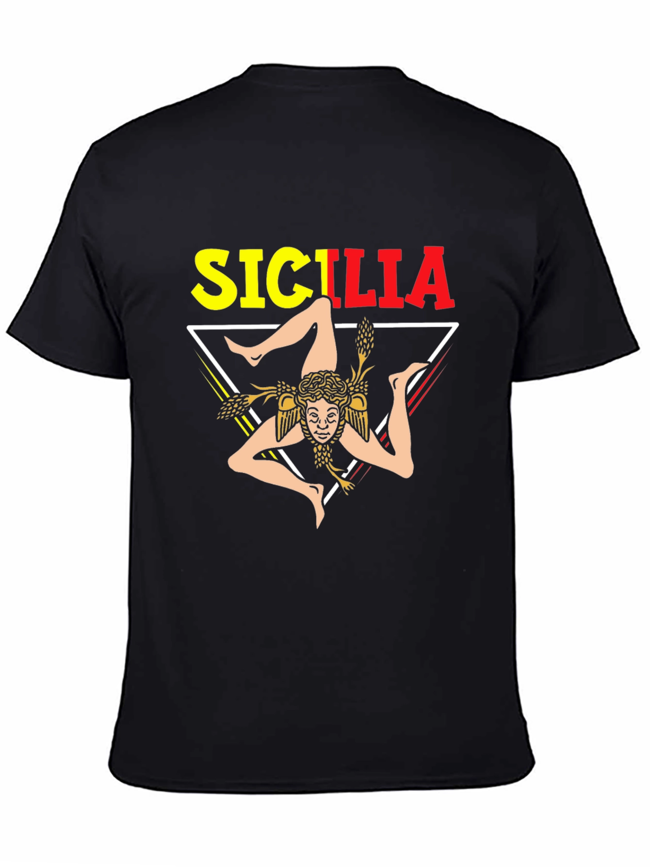 Sicilia Symbol T-Shirt - Black Cotton Blend