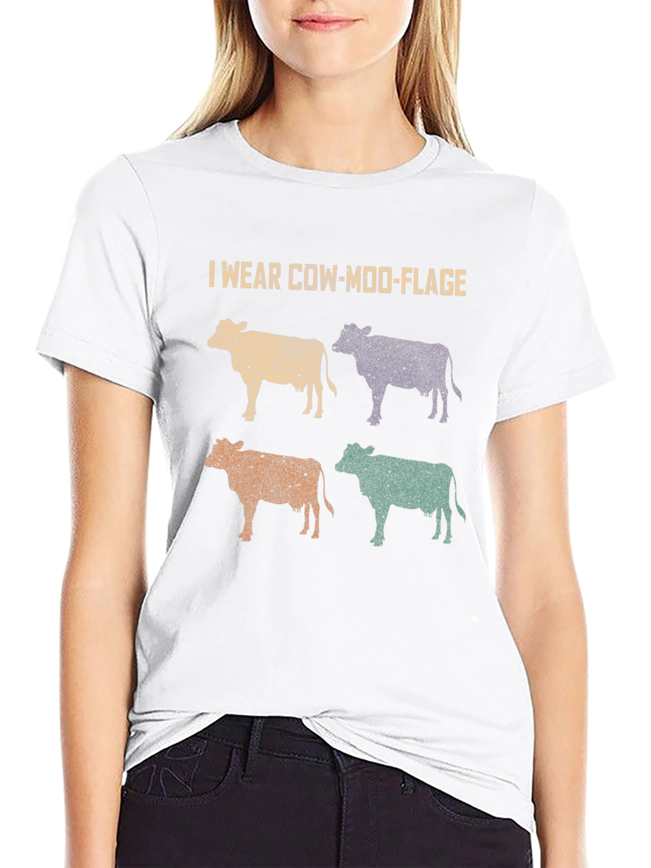 Cow-Moo-Flage Graphic T-Shirt - Novelty Farm Tee