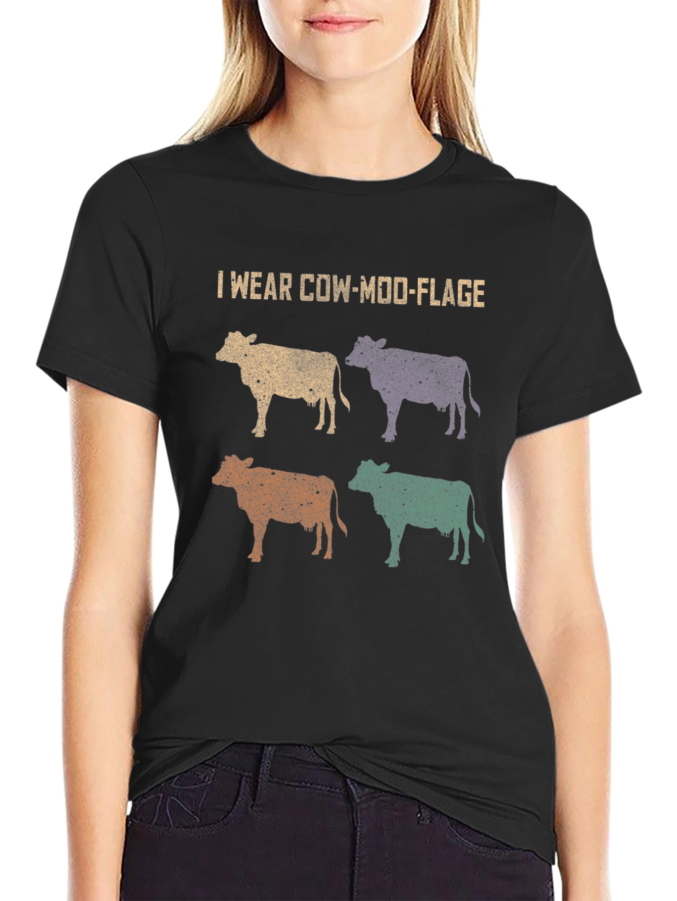 Cow-Moo-Flage Graphic T-Shirt - Novelty Farm Tee