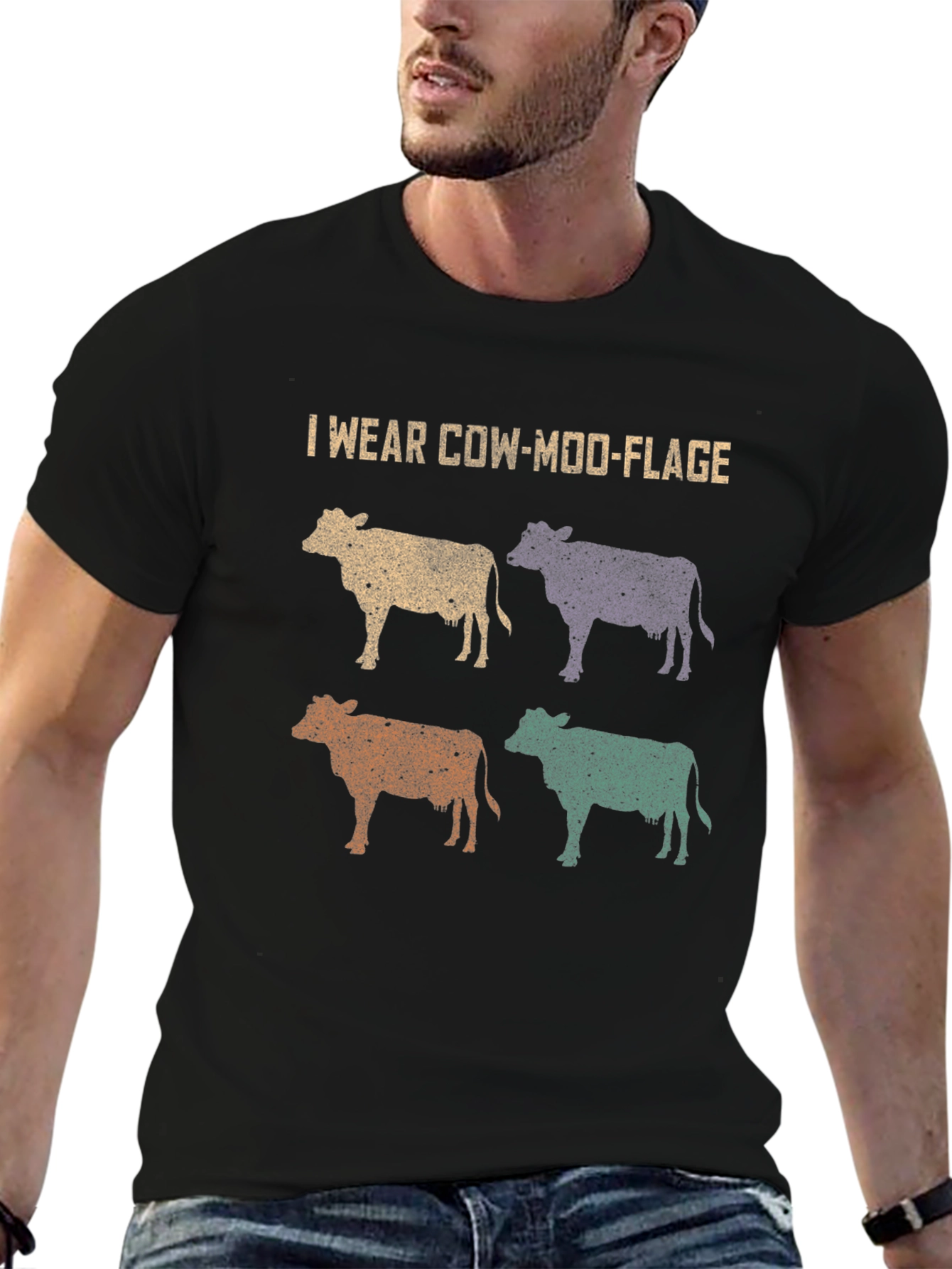 Cow-Moo-Flage Graphic T-Shirt - Novelty Farm Tee