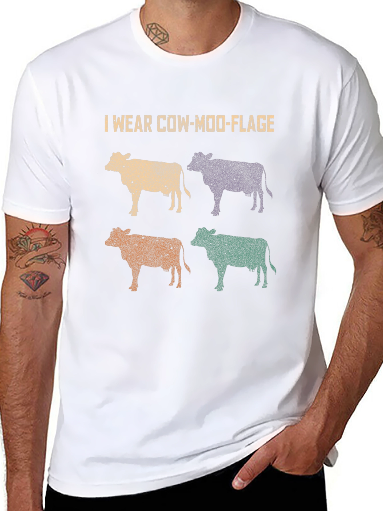 Cow-Moo-Flage Graphic T-Shirt - Novelty Farm Tee