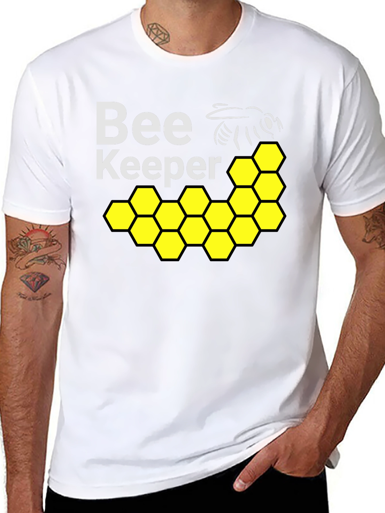 Beekeeper T-Shirt with Honeycomb and Bee Design