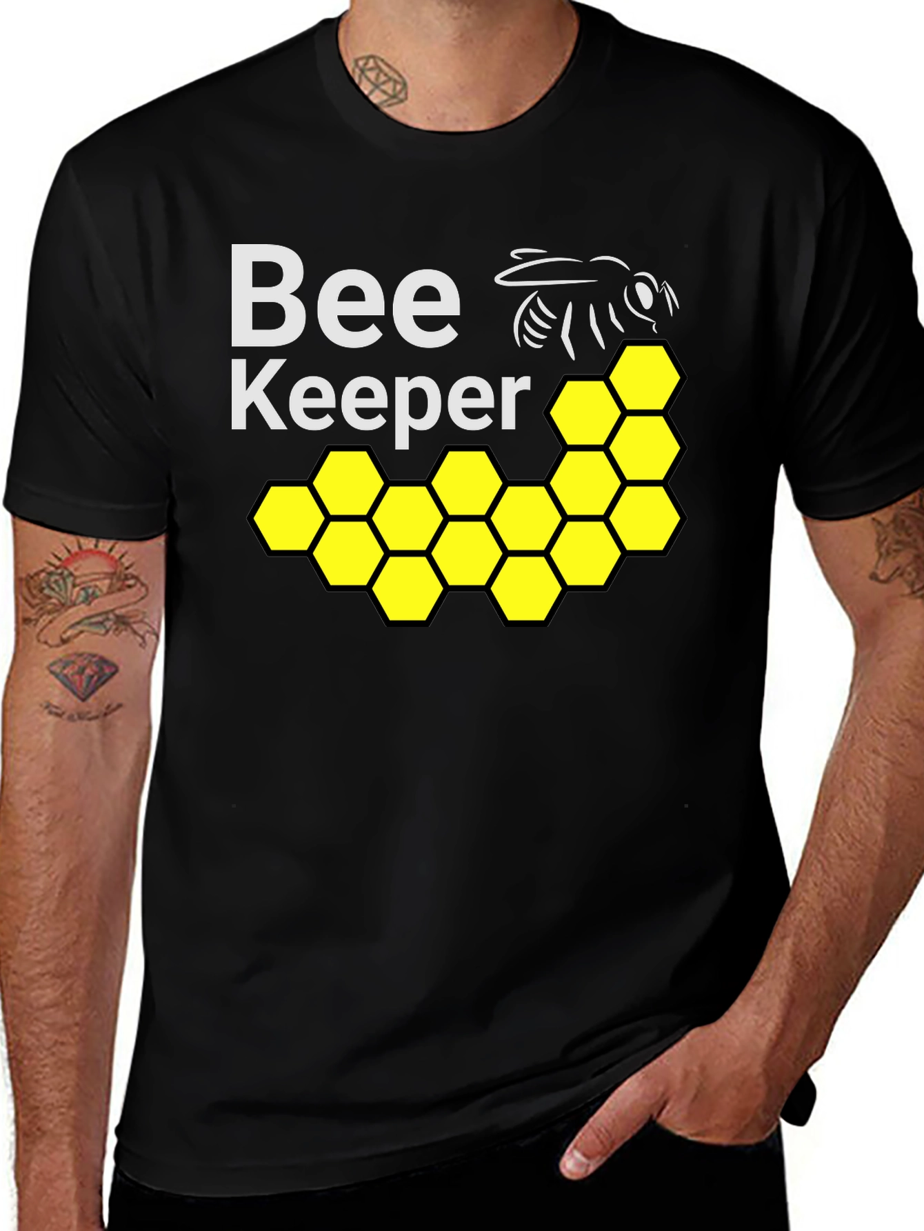Beekeeper T-Shirt with Honeycomb and Bee Design