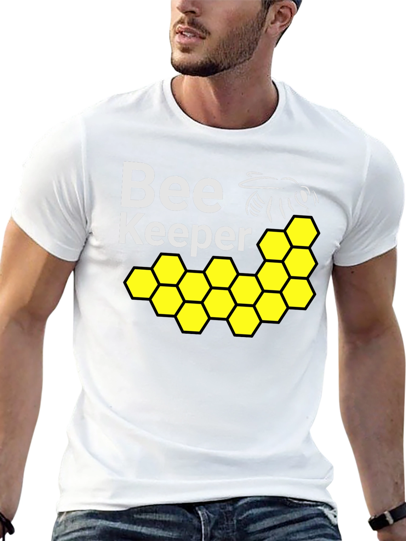Beekeeper T-Shirt with Honeycomb and Bee Design