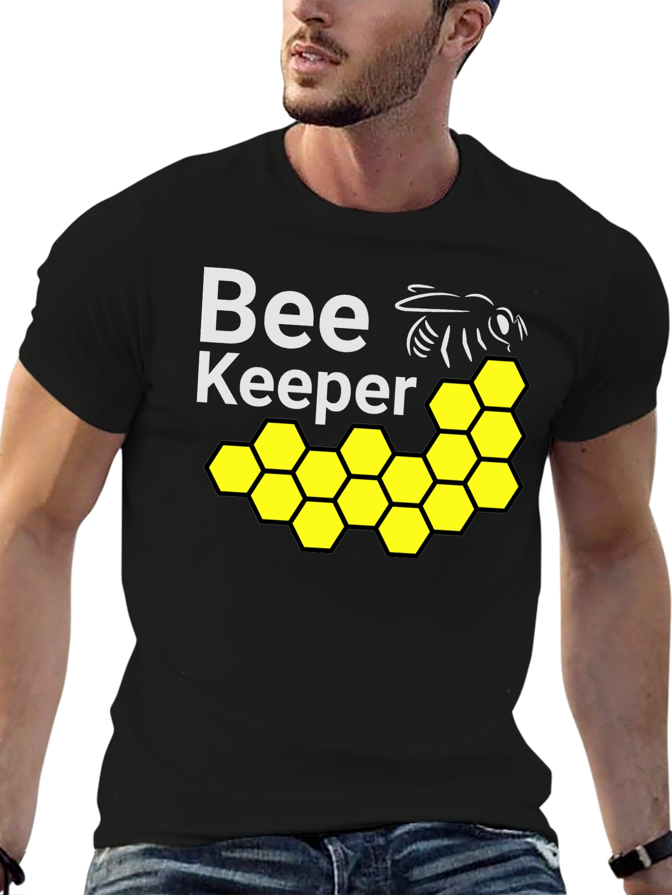 Beekeeper T-Shirt with Honeycomb and Bee Design