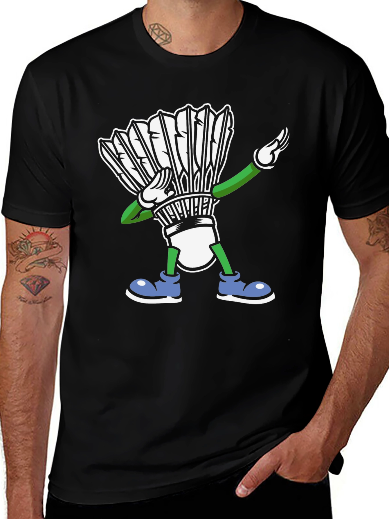 Dabbing Shuttlecock T-Shirt Badminton