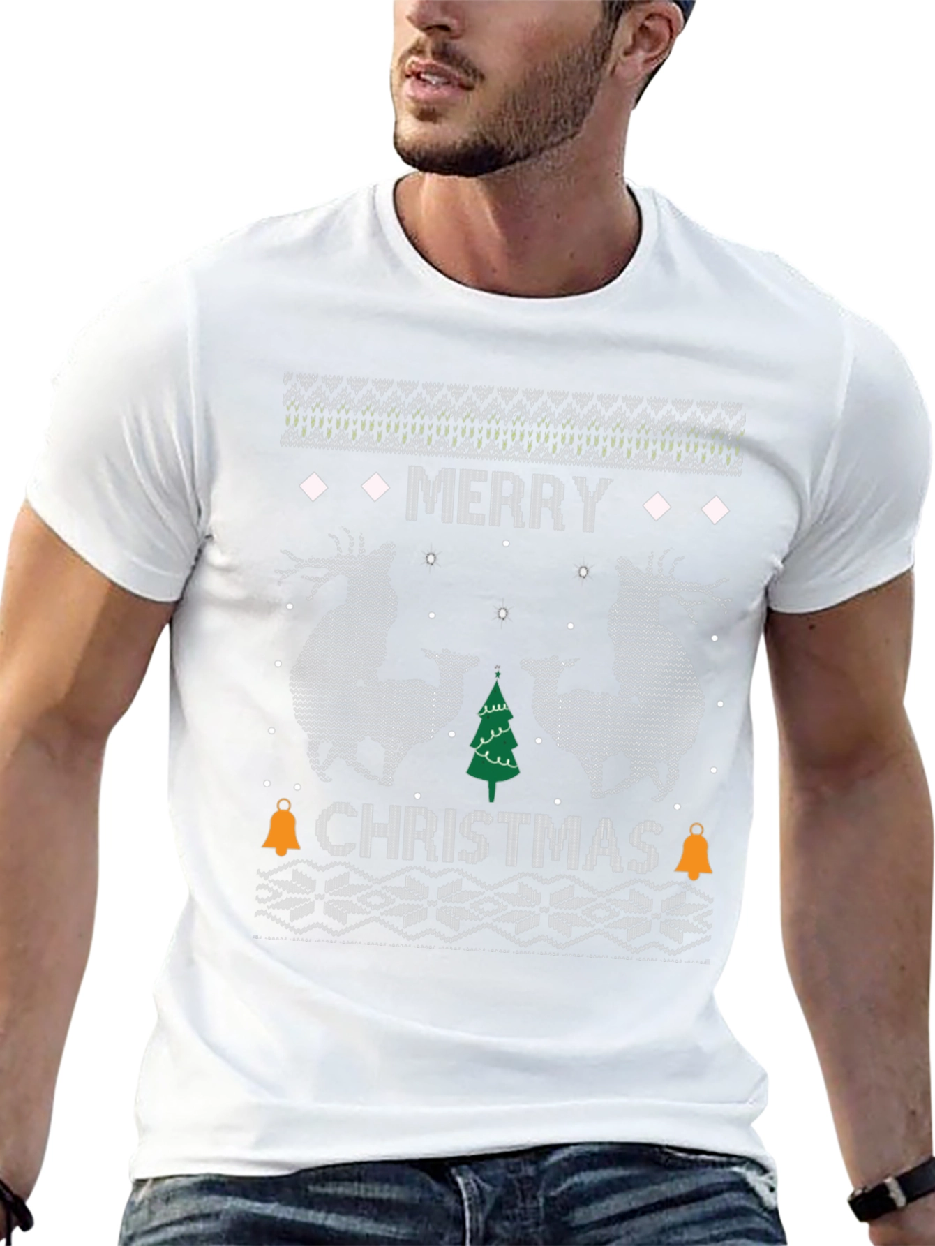 Merry Christmas Reindeer Graphic T-Shirt