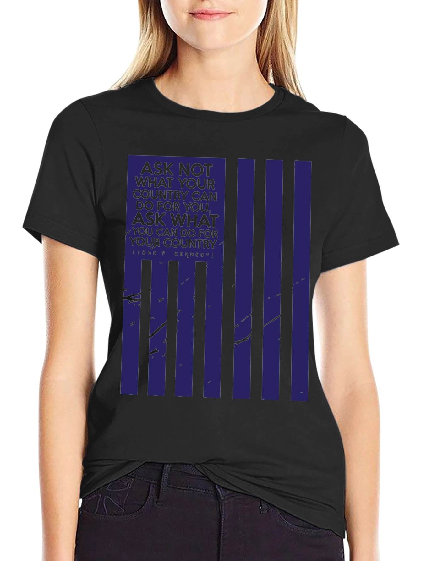Patriotic JFK Quote Graphic T-Shirt