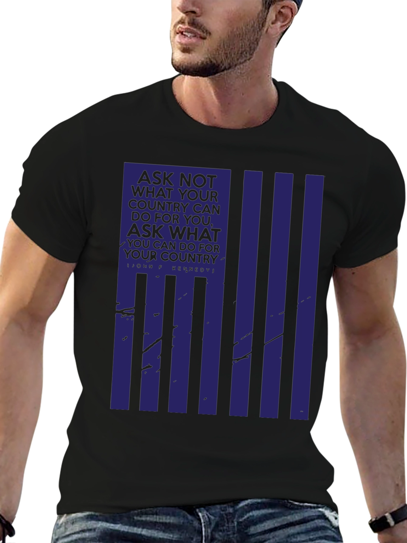 Patriotic JFK Quote Graphic T-Shirt