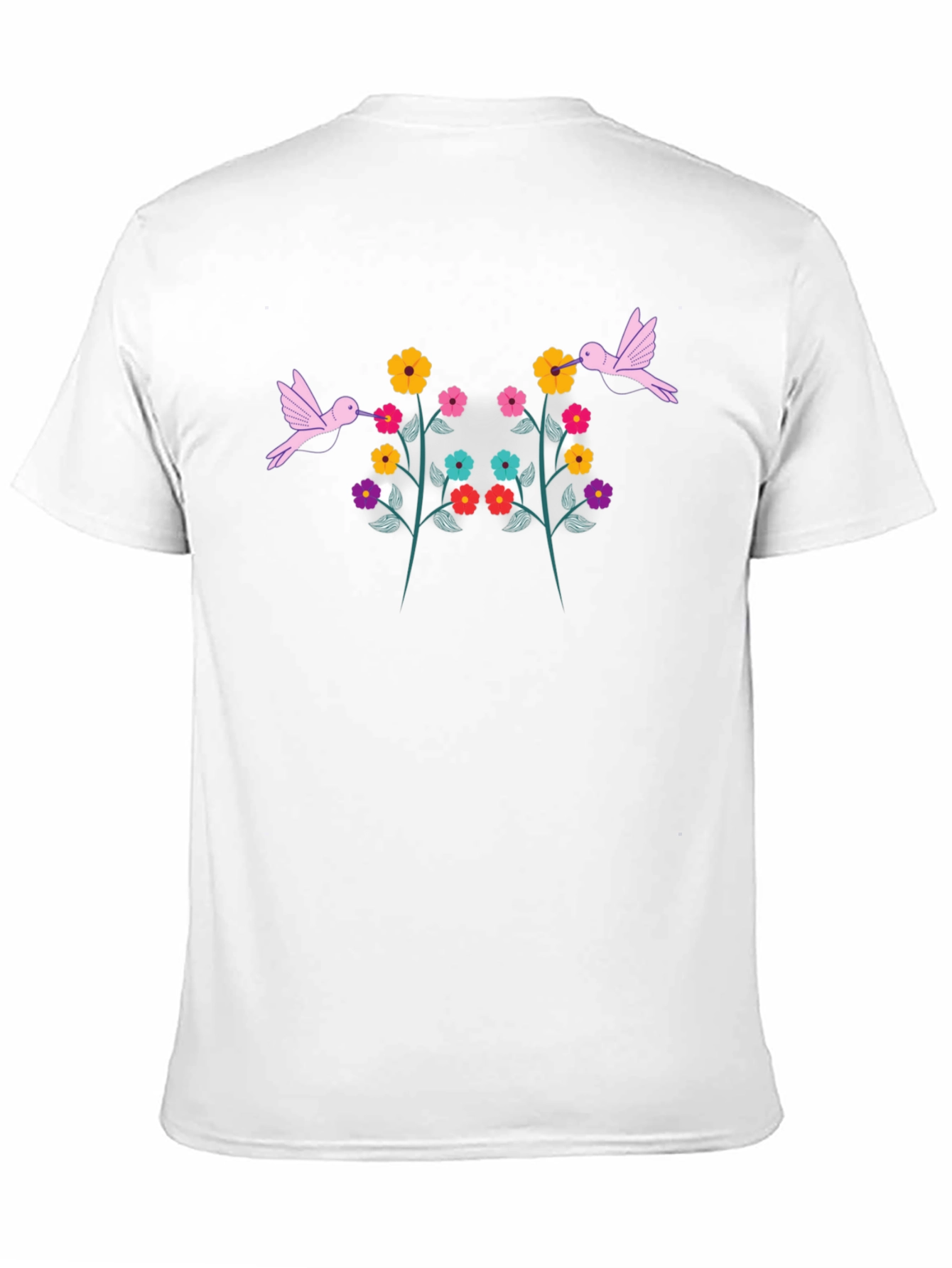 Floral Hummingbird Graphic Tee - Black
