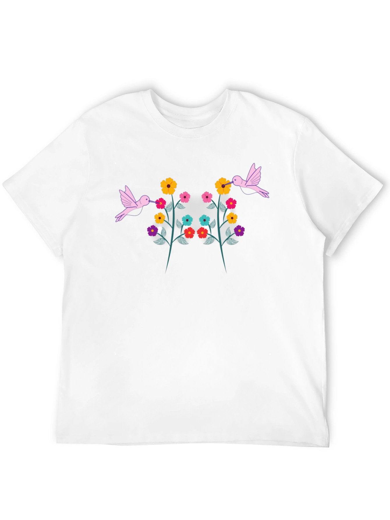 Floral Hummingbird Graphic Tee - Black