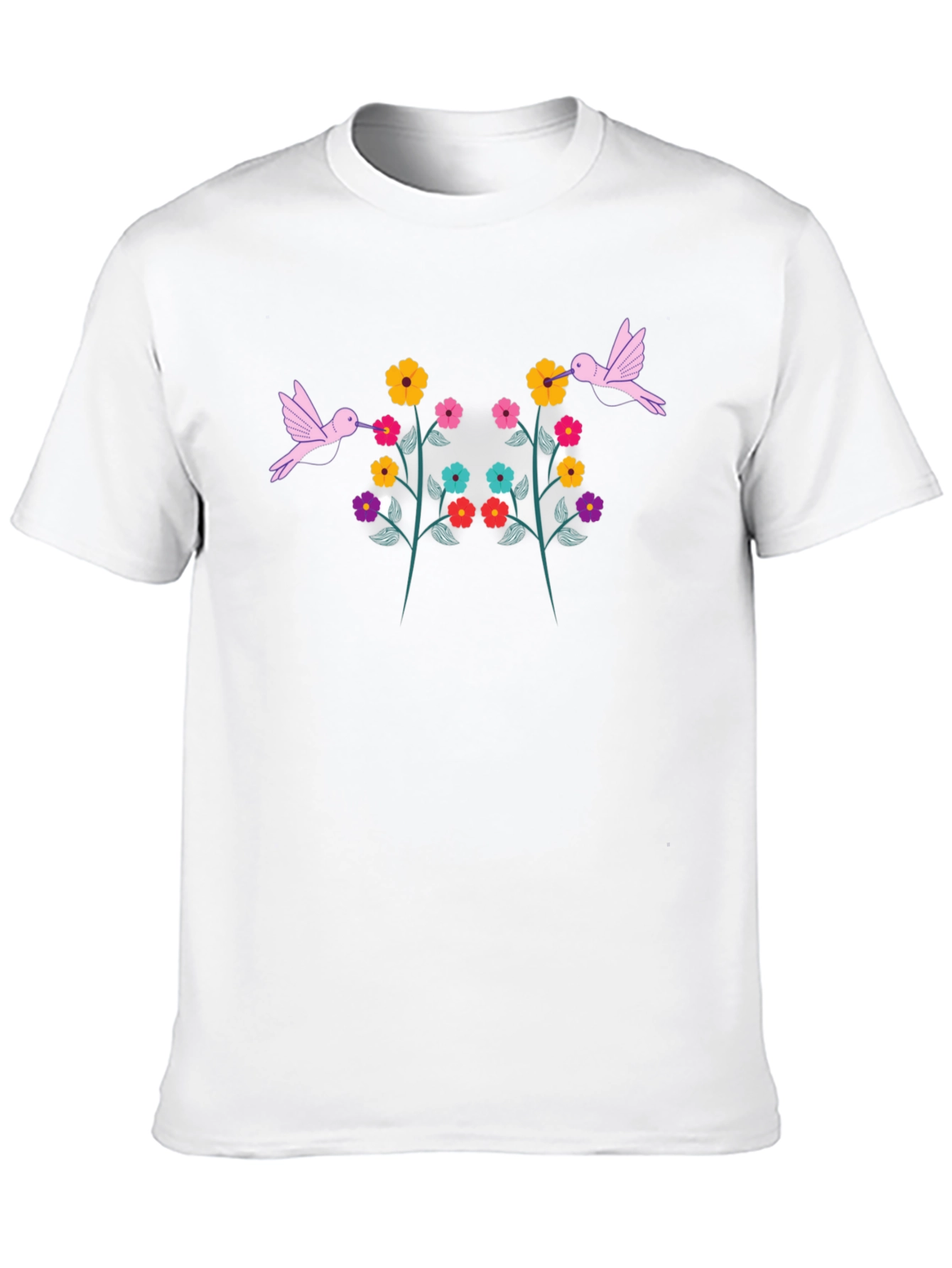 Floral Hummingbird Graphic Tee - Black
