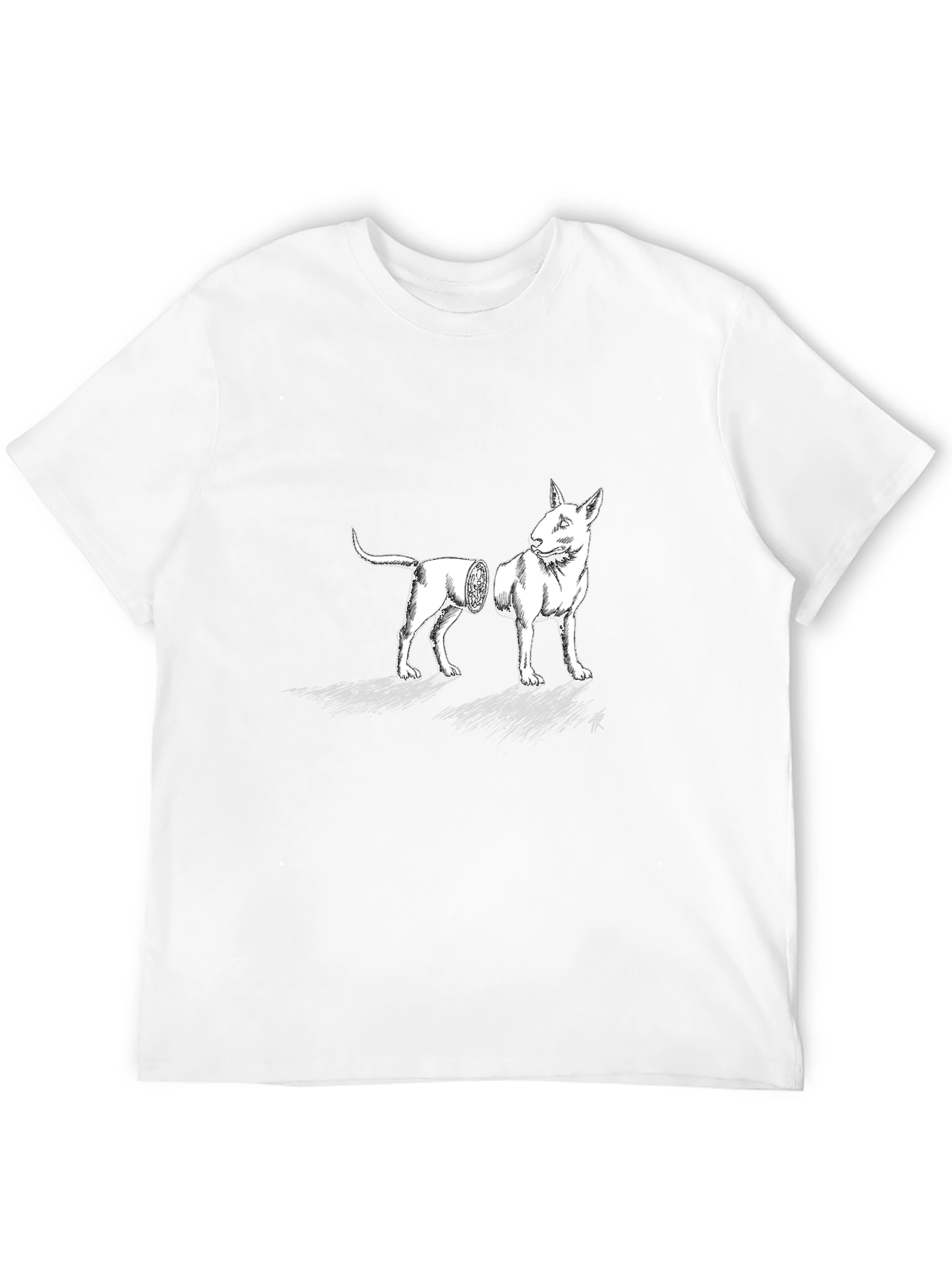 Surreal Bull Terrier Graphic Tee - Black Cotton Blend