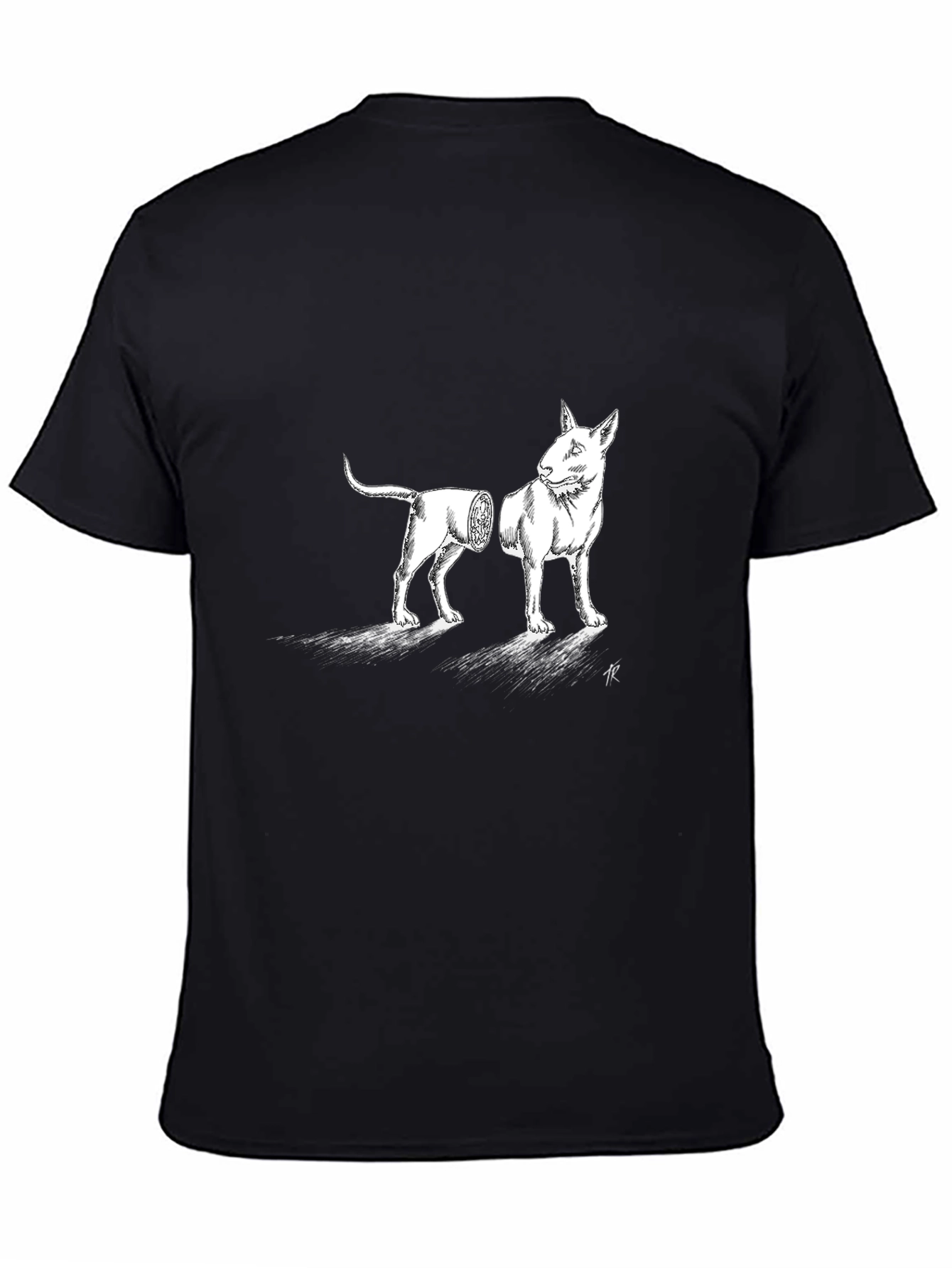 Surreal Bull Terrier Graphic Tee - Black Cotton Blend