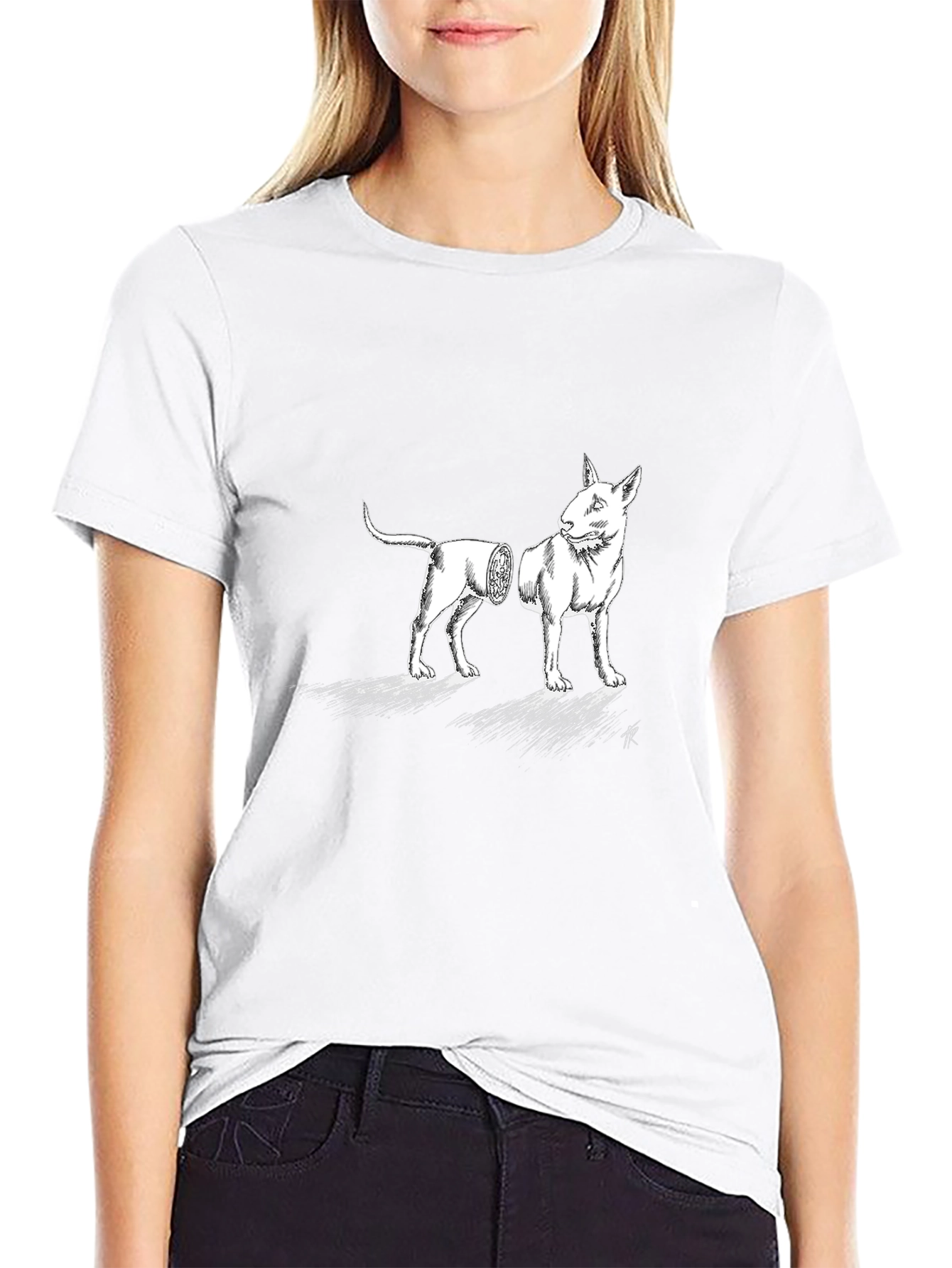 Surreal Bull Terrier Graphic Tee - Black Cotton Blend