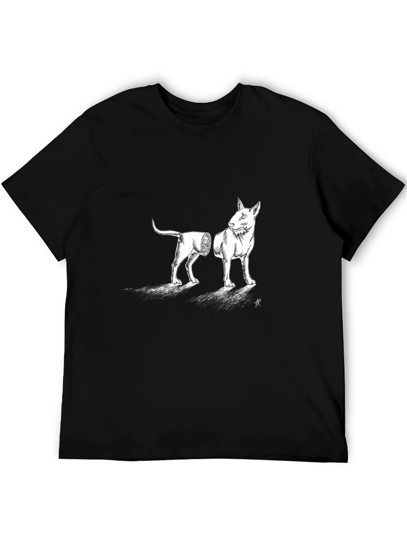 Surreal Bull Terrier Graphic Tee - Black Cotton Blend