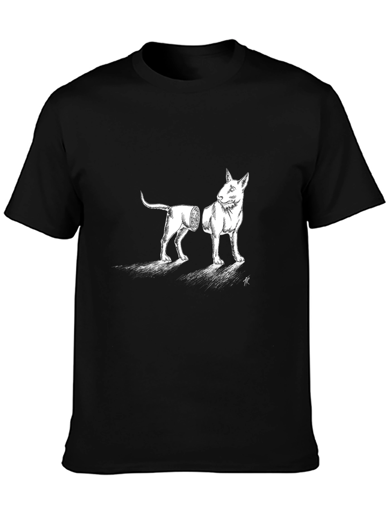 Surreal Bull Terrier Graphic Tee - Black Cotton Blend