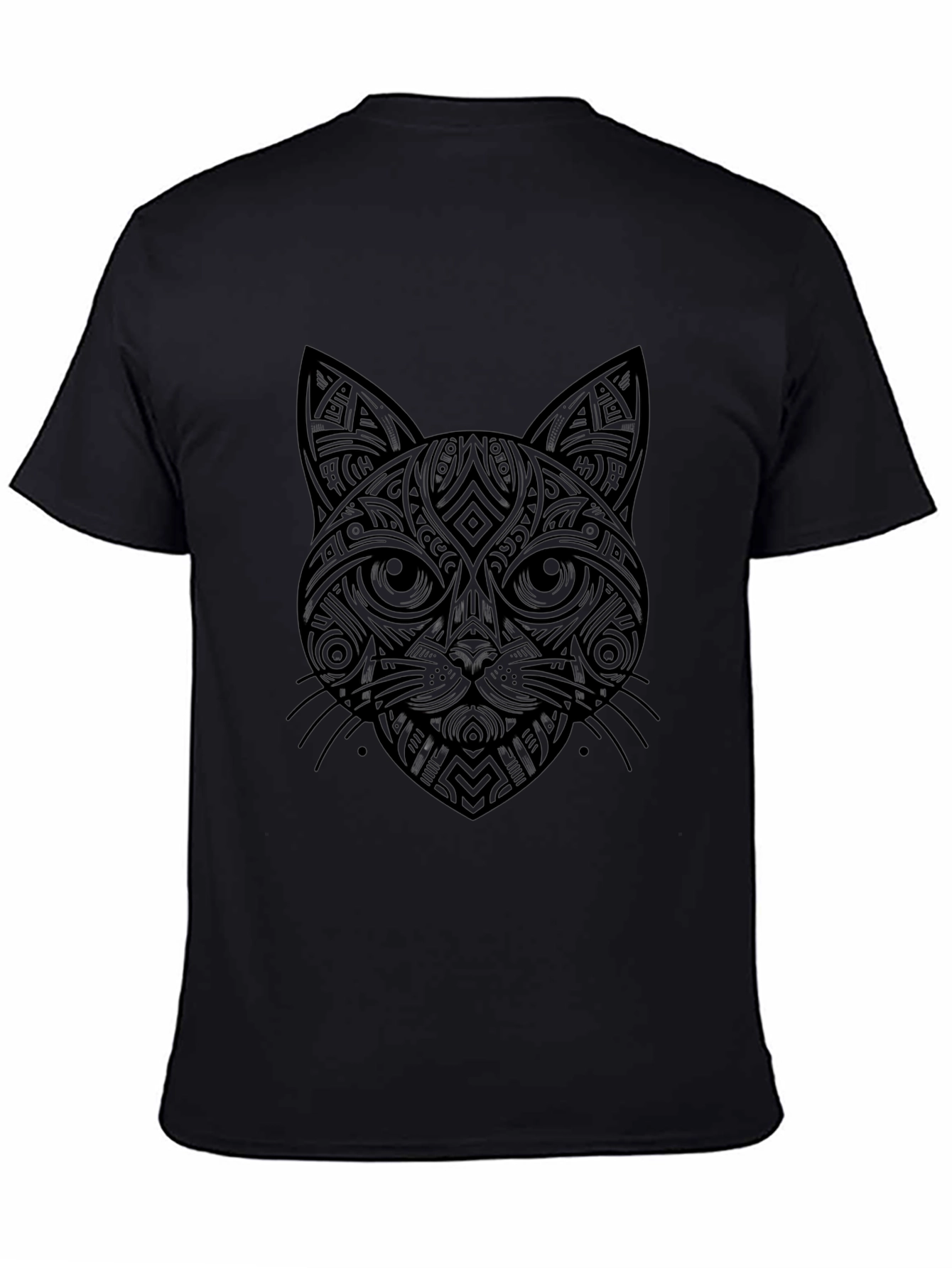 Mens Black Cat Graphic Print T-Shirt