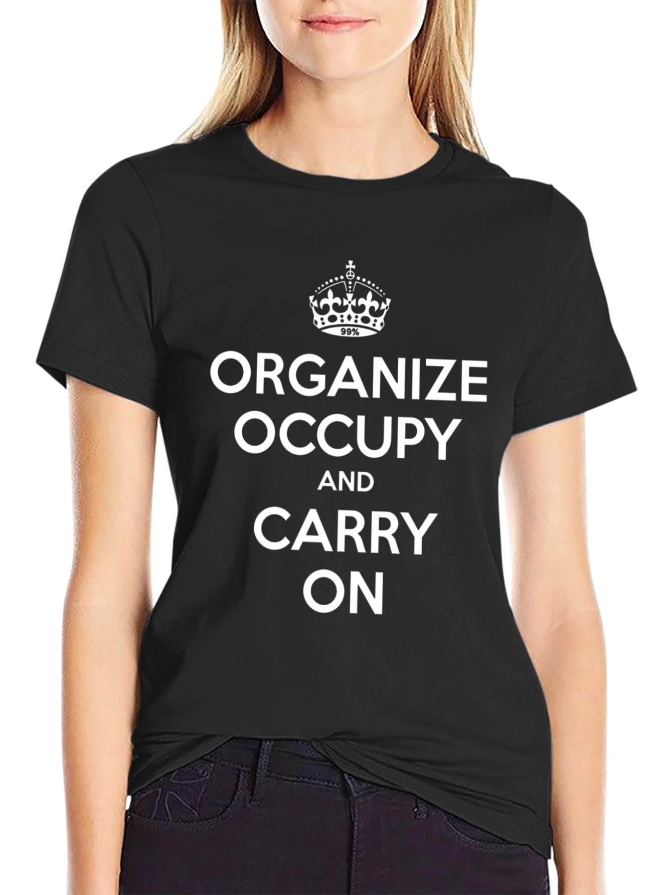 Organize Occupy Carry On Slogan Graphic T-Shirt