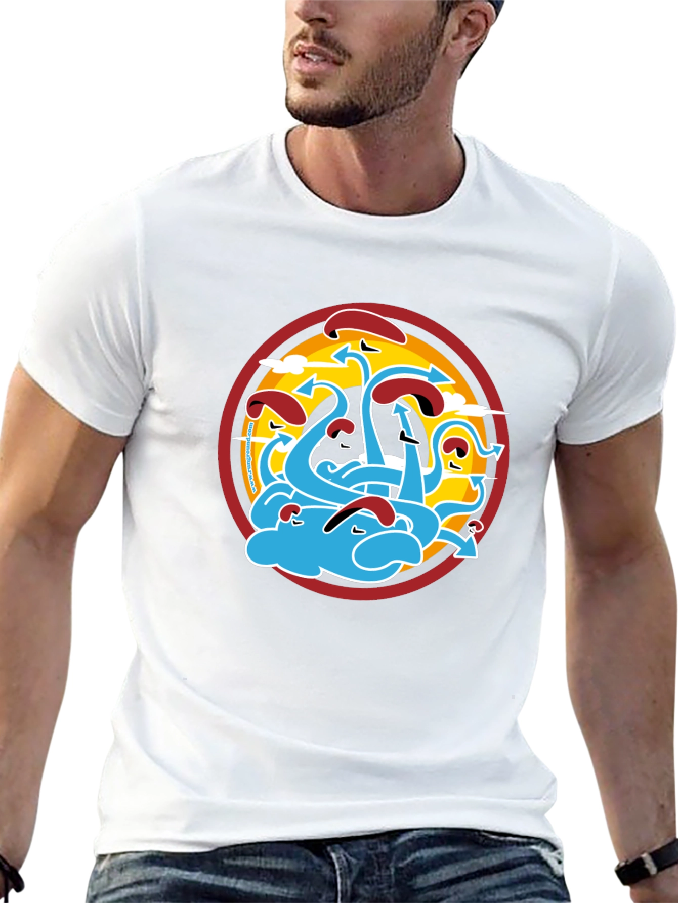 Graphic Print T-Shirt - Octopus Art Design