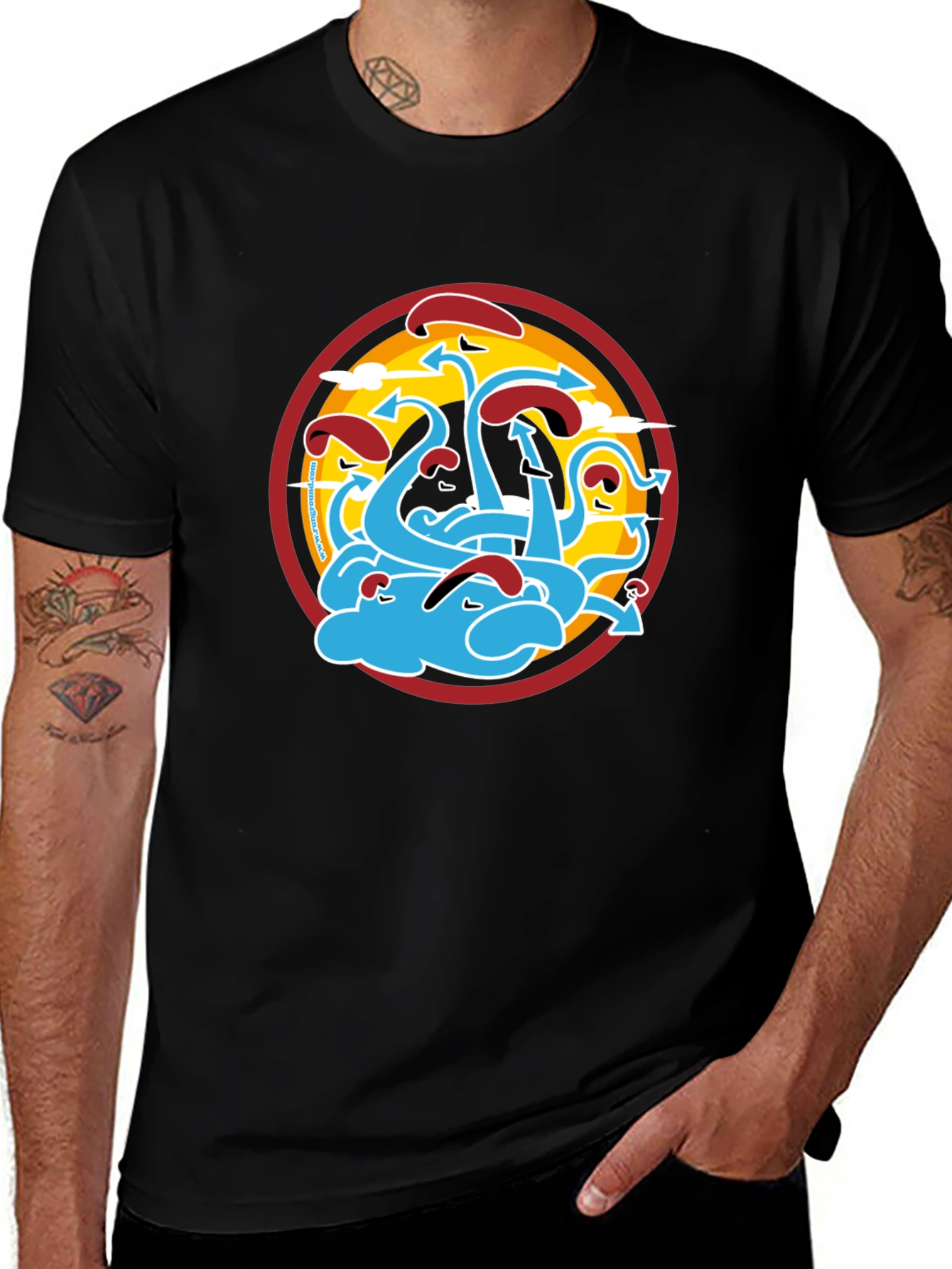 Graphic Print T-Shirt - Octopus Art Design