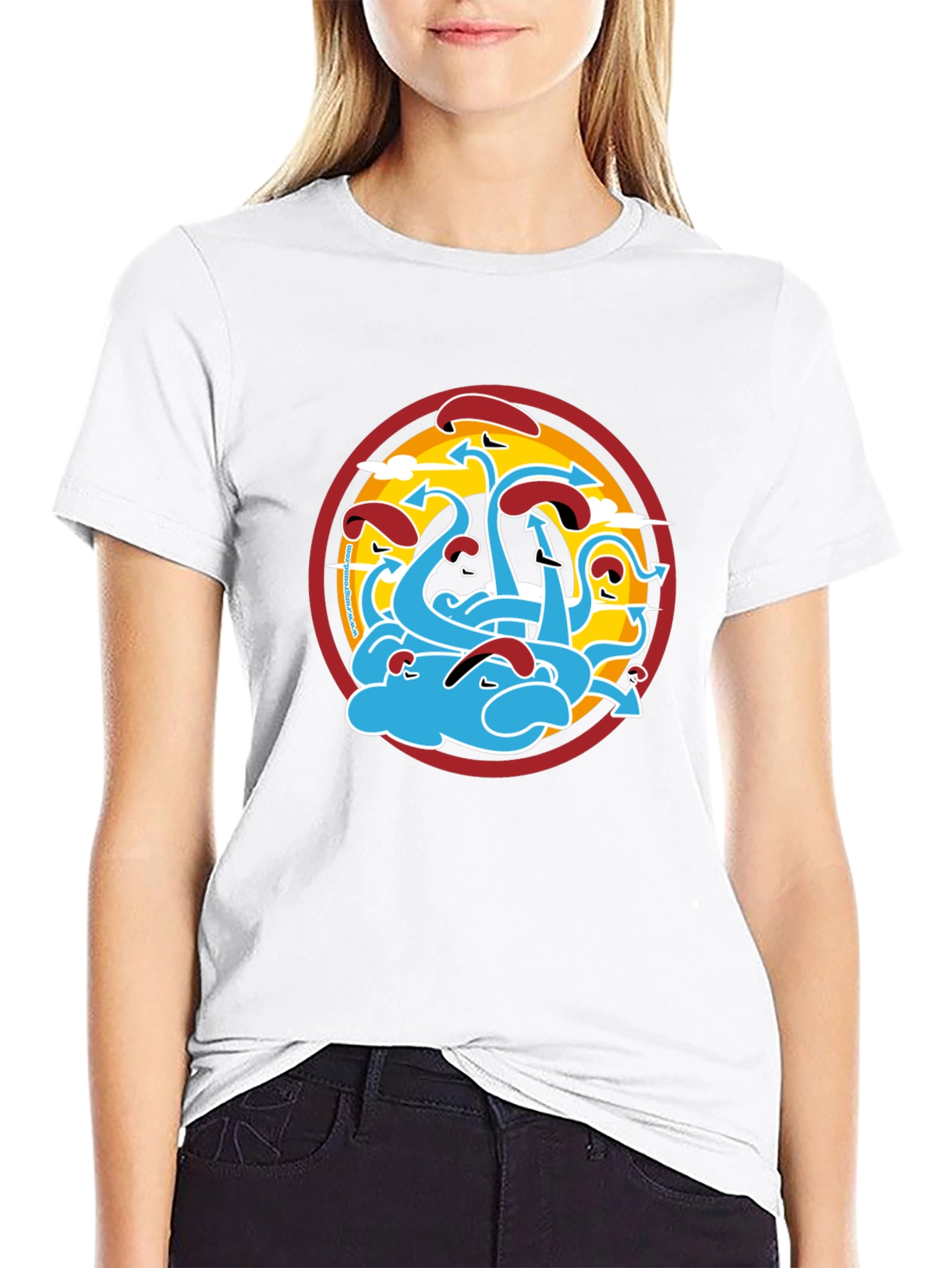 Graphic Print T-Shirt - Octopus Art Design