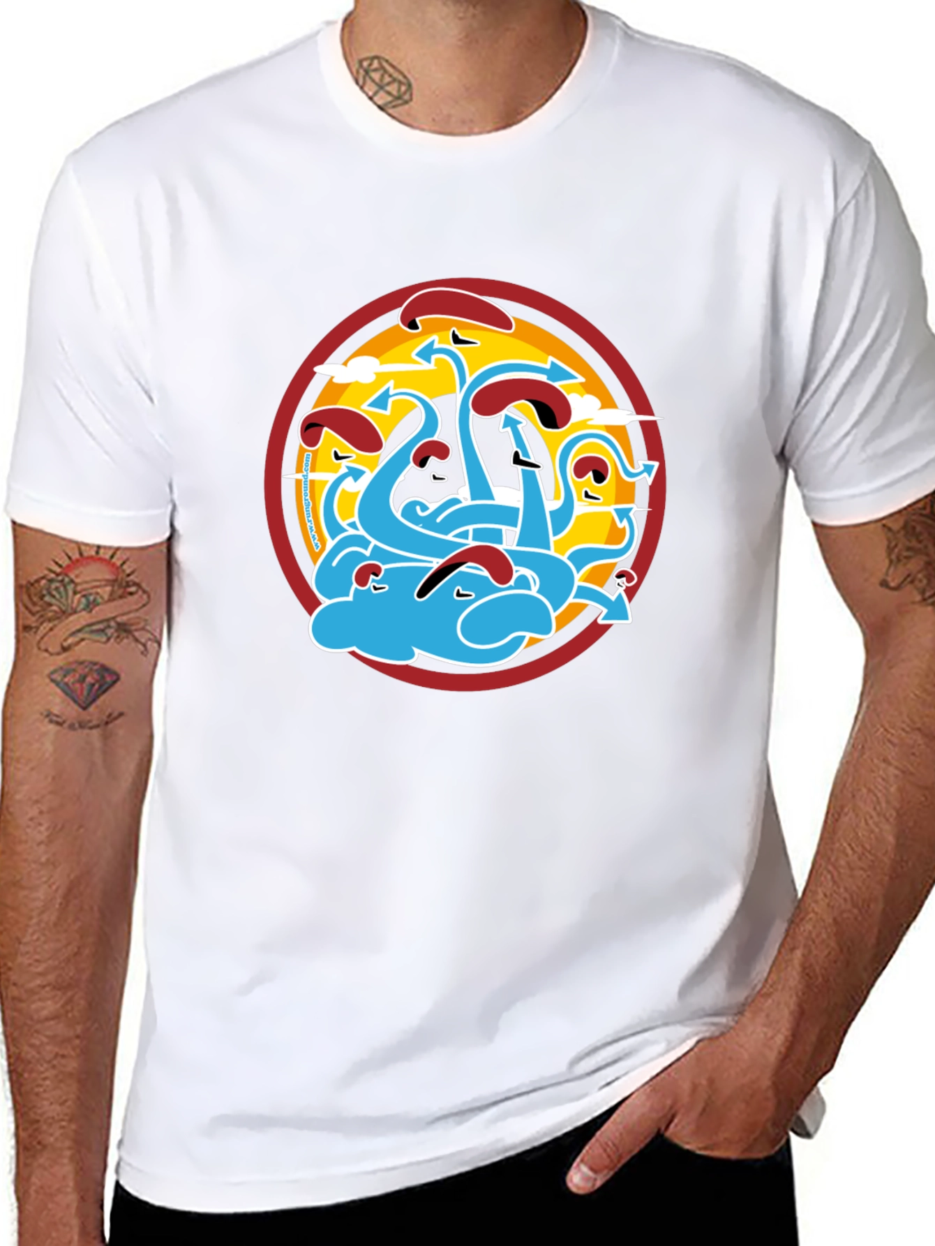 Graphic Print T-Shirt - Octopus Art Design