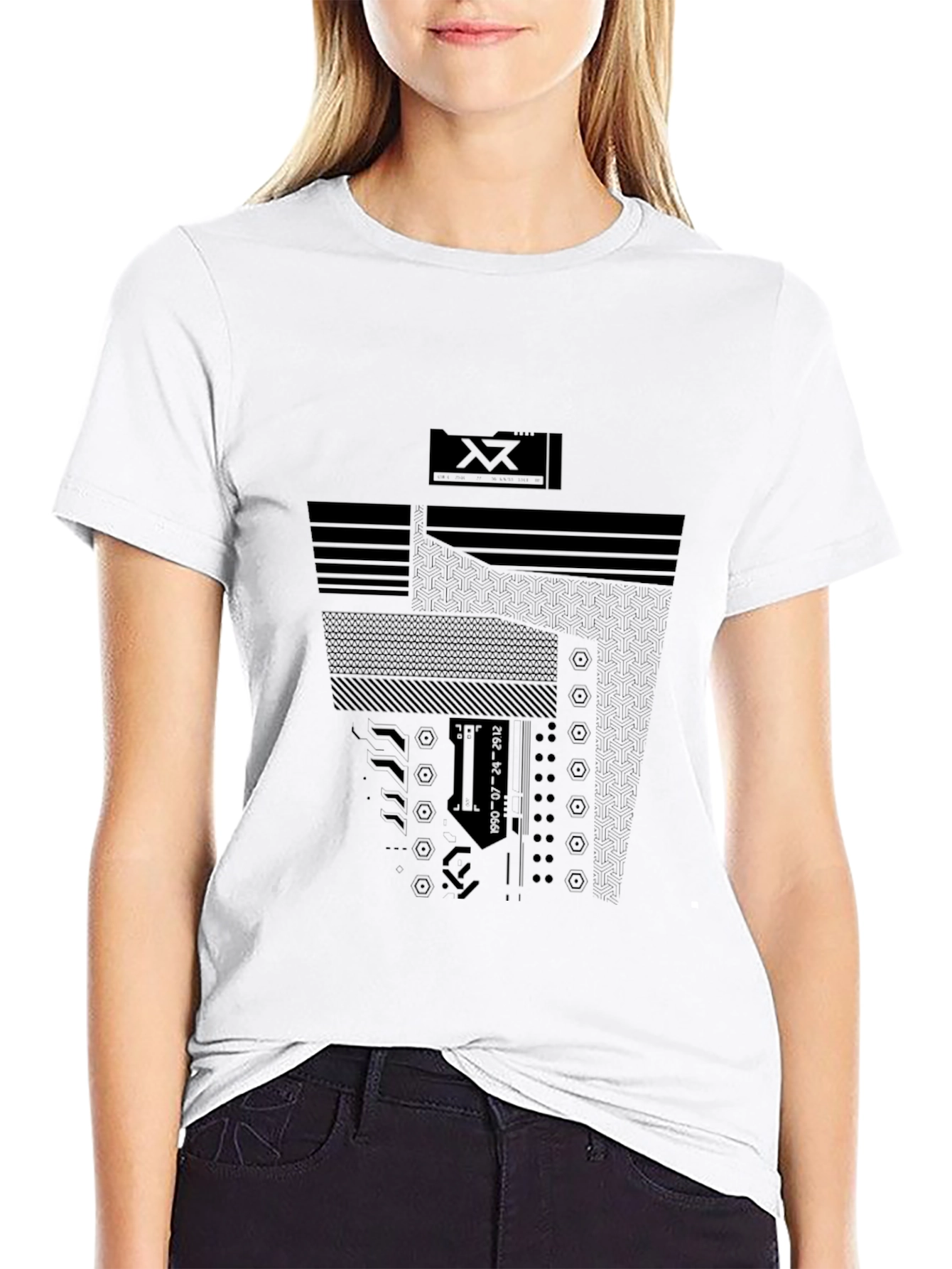 Abstract Tech Print Mens Black T-Shirt