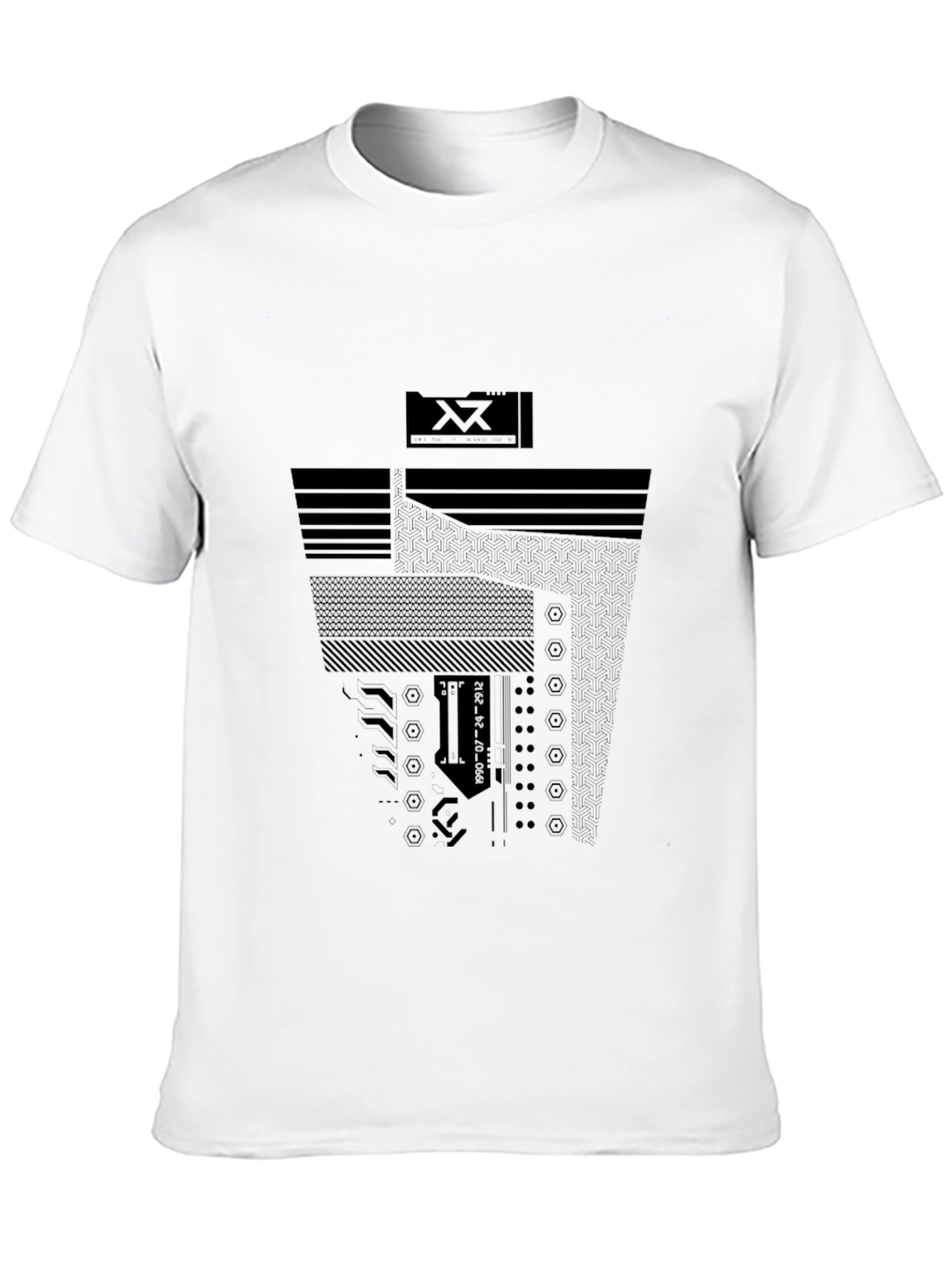 Abstract Tech Print Mens Black T-Shirt