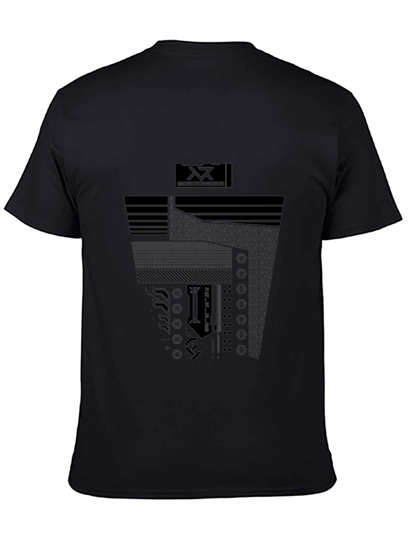 Abstract Tech Print Mens Black T-Shirt