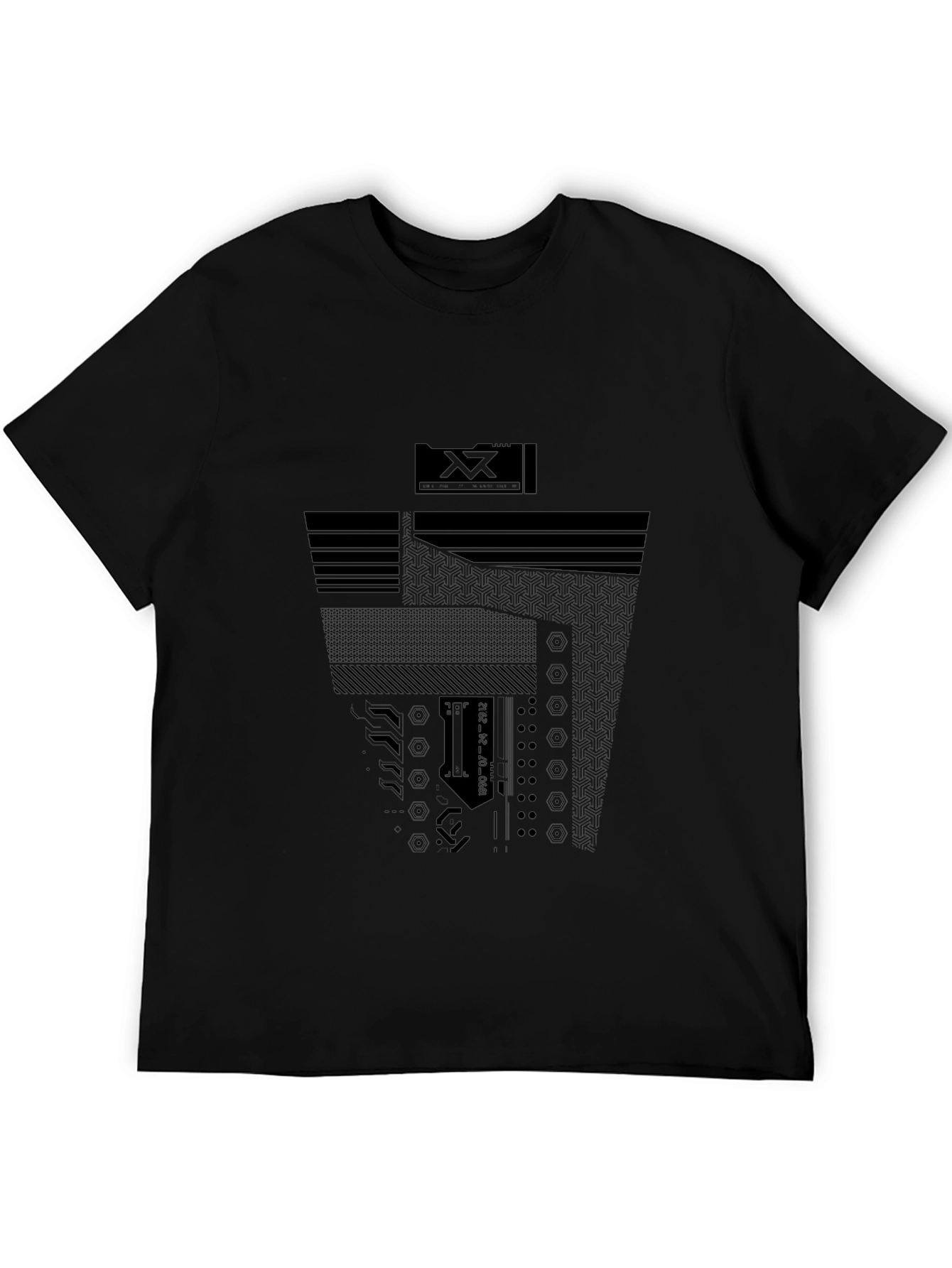 Abstract Tech Print Mens Black T-Shirt