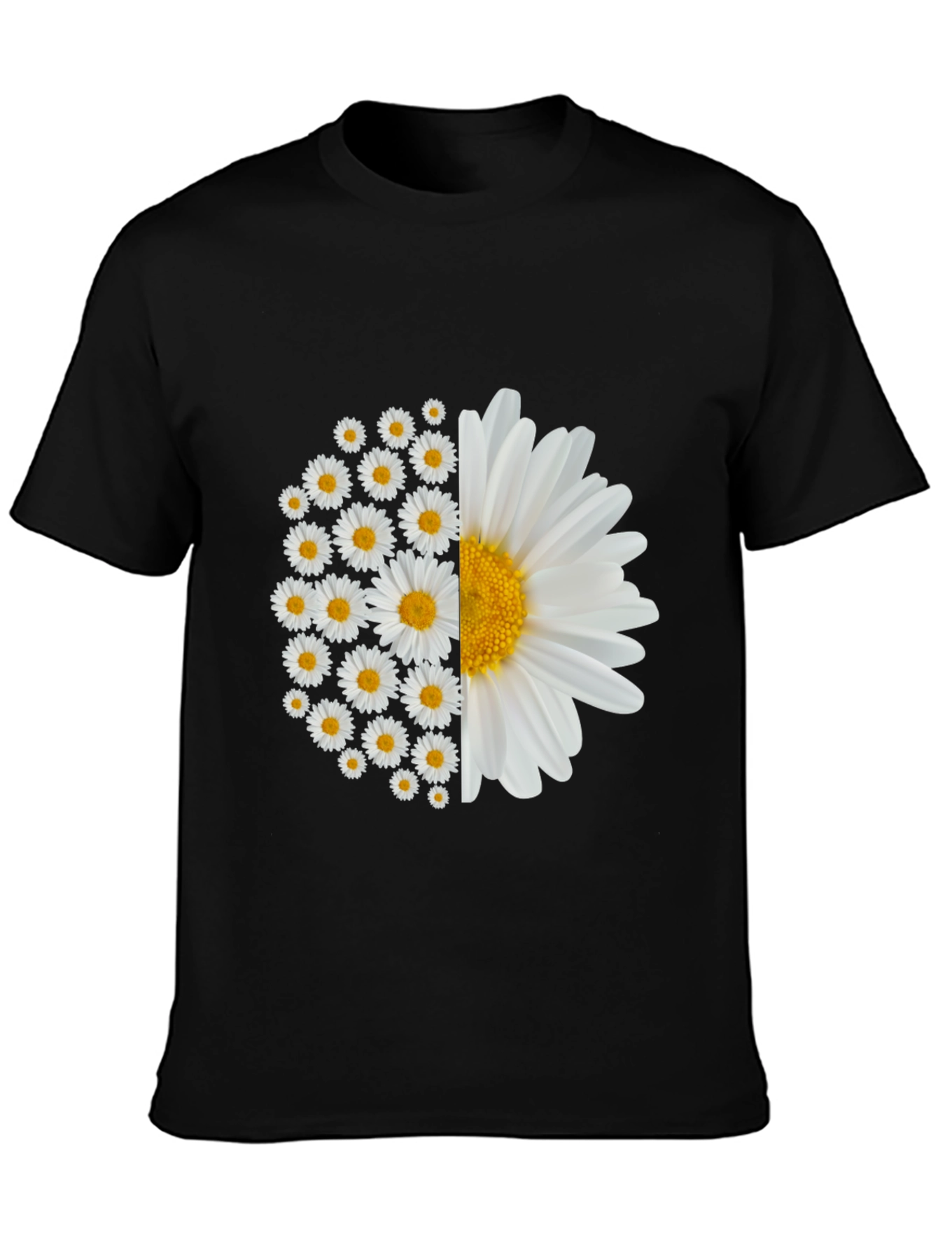 Daisy Flower Graphic Tee - Black Cotton Blend