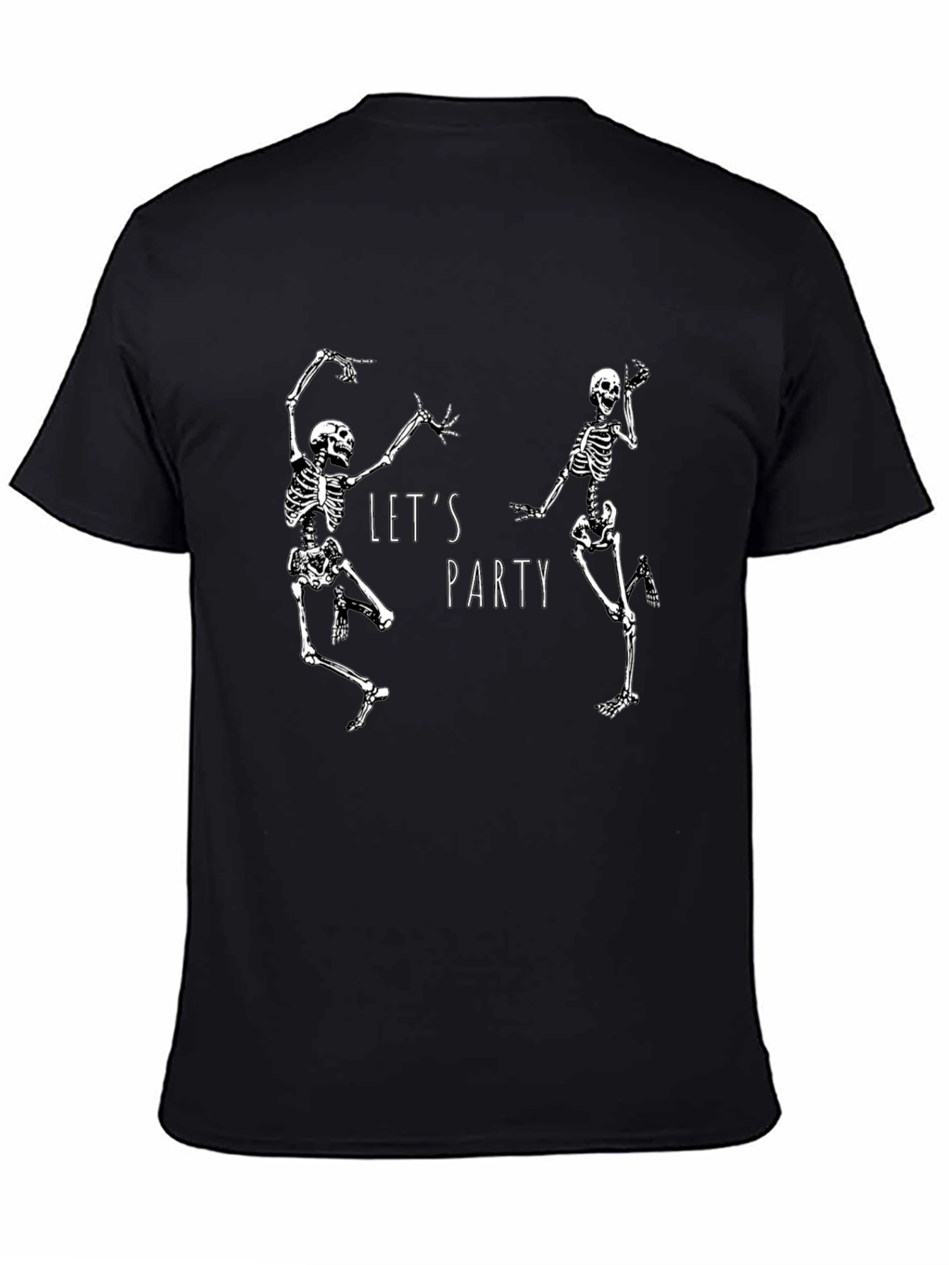 Dancing Skeleton Party Graphic Tee - Black Cotton T-Shirt