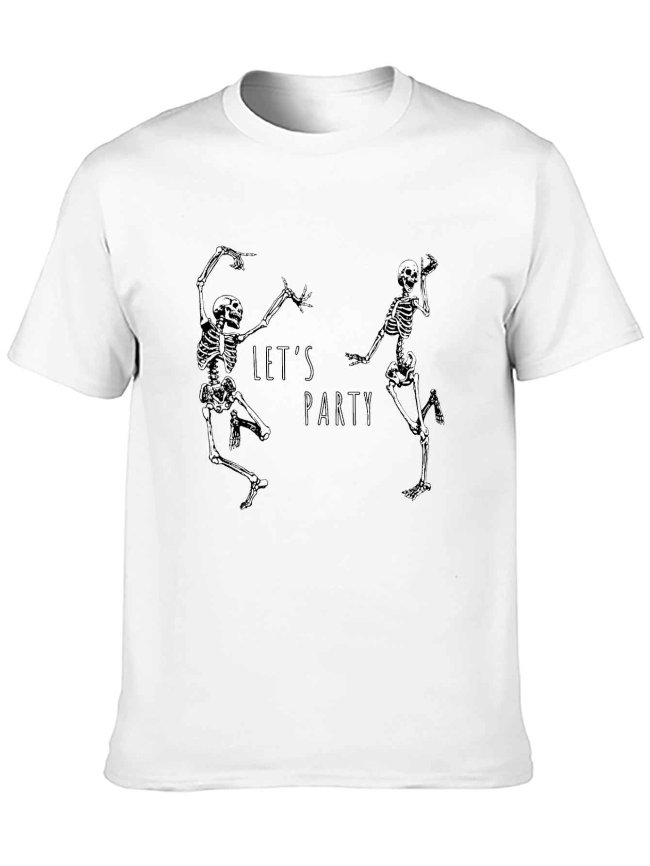 Dancing Skeleton Party Graphic Tee - Black Cotton T-Shirt