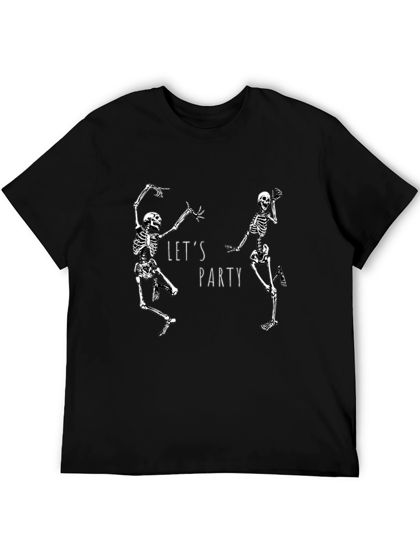 Dancing Skeleton Party Graphic Tee - Black Cotton T-Shirt