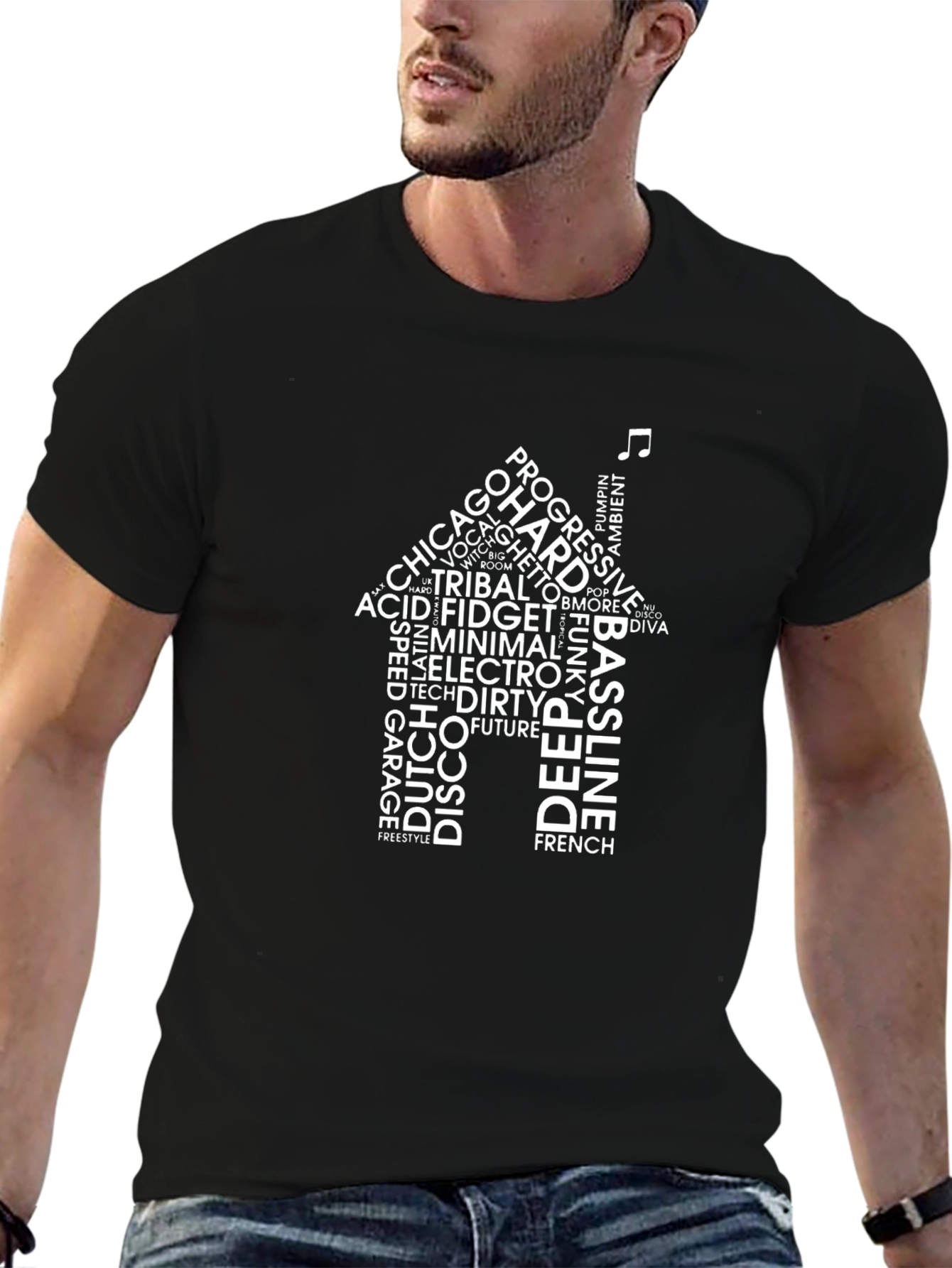 House Music Genre Word Cloud T-Shirt