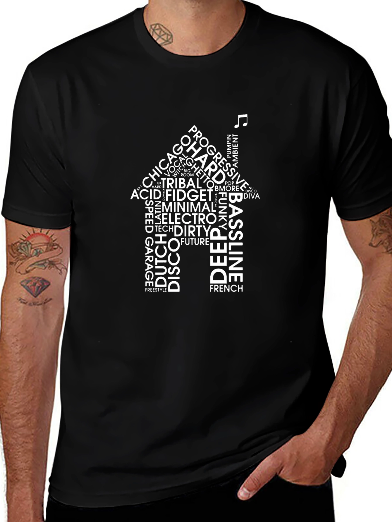 House Music Genre Word Cloud T-Shirt