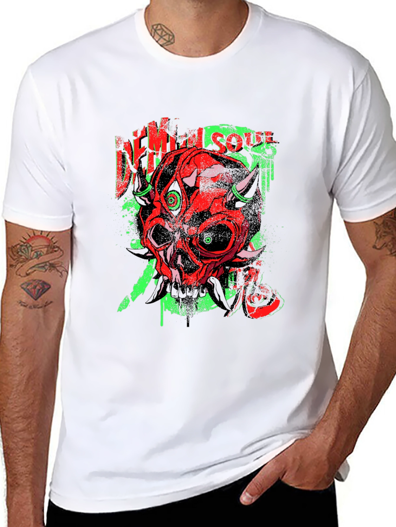 Demon Soul Graphic Tee - Unique Skull Design