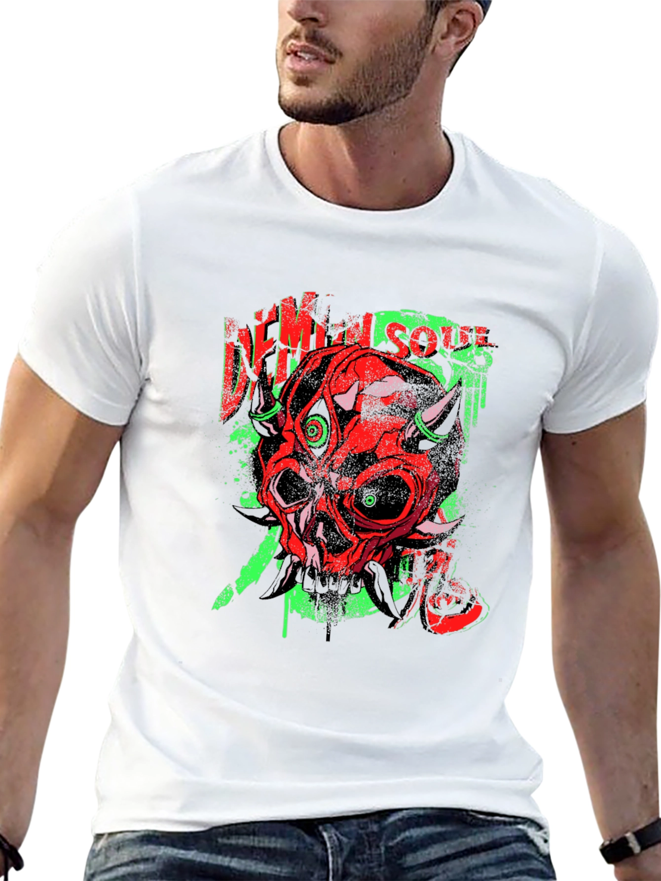Demon Soul Graphic Tee - Unique Skull Design