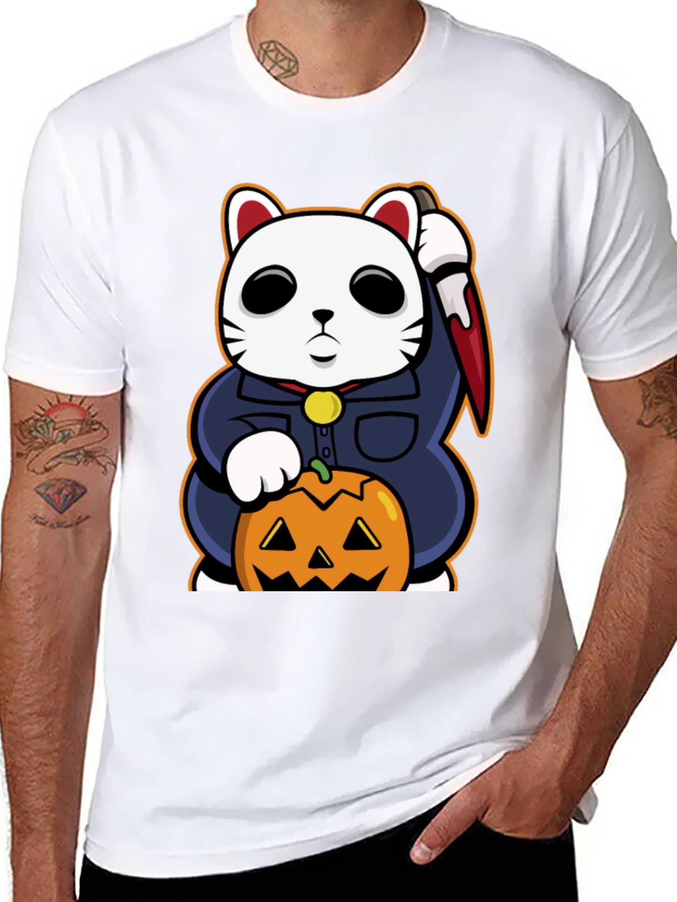 Halloween Lucky Cat T-Shirt - Michael Myers